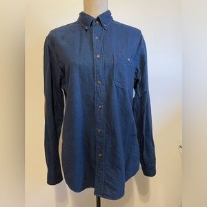 J. CREW-Navy Brown Heathered
Chamois Elbow Patch Long Sleeved Shirt